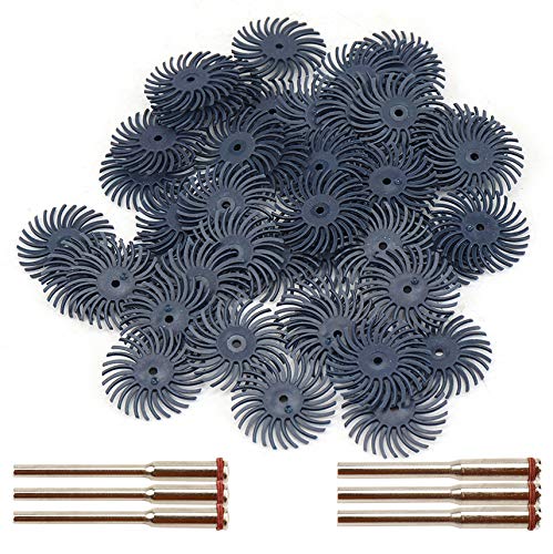 30Pcs 1 inch Bristle Disc Kit with 3Pcs 2.35mm / 3mm Shank Mandrels for Rotary Tools,25mm Detail Abrasive Wheel Radial Bristle Buffing Wheel for Jewelry Wood Metal Polishing 120 Grit