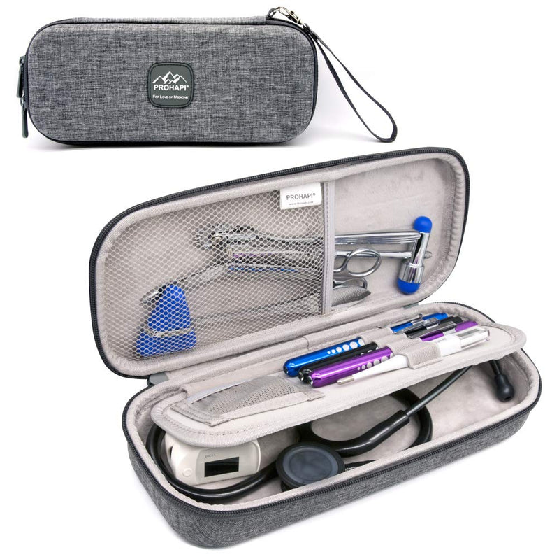 [Australia - AusPower] - Hard Stethoscope Case, Large Stethoscope Carrying Case with ID Slot, Compatible with 3M Littmann/ADC/Omron/MDF Stethoscope Includes Mesh Pocket for Nurse Accessories (Volcanic Grey) Volcanic Grey 