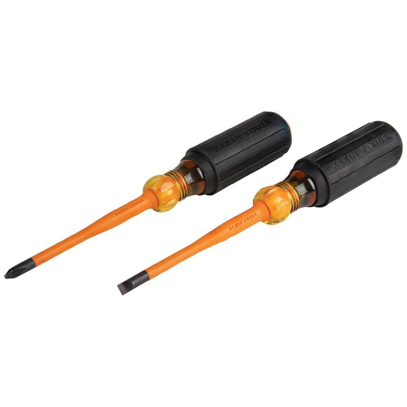 [Australia - AusPower] - Klein Tools 33732INS 1000V Slim Tip Insulated Screwdriver Set, #2 Phillips and 1/4-Inch Cabinet Tips, Cushion Grip Handle, 2-Piece 2-Piece Set 