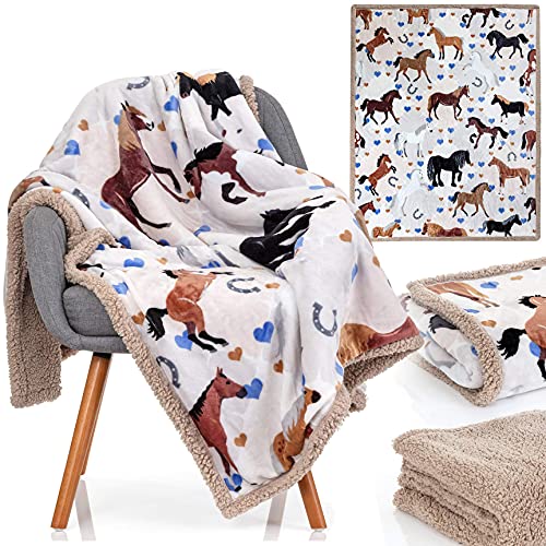 Horse Blanket for Girls, 50x60 Soft and Cozy Horse Throw Blanket for Girls
