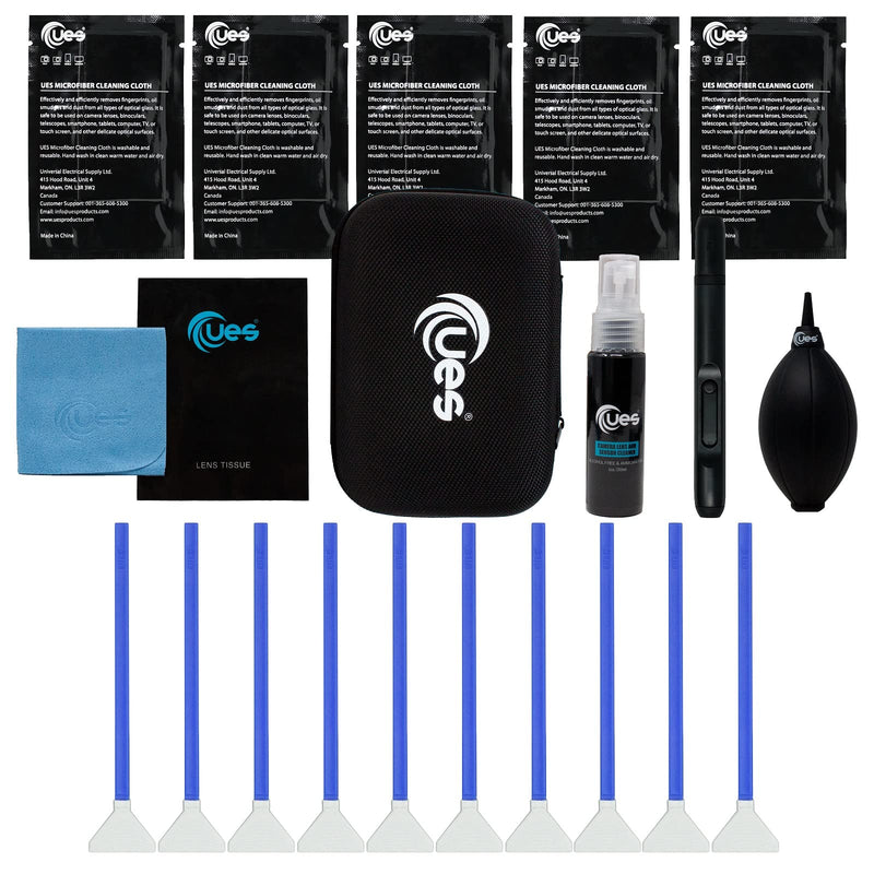 [Australia - AusPower] - UES DSLR Camera Sensor and Lens Cleaning Travel Kit: Full-Frame Sensor Cleaning Swab, Cleaner, Air Blower, Microfiber Cloth, Lens Cleaning Pen, Lens Paper Full-Frame Cleaning Kit 