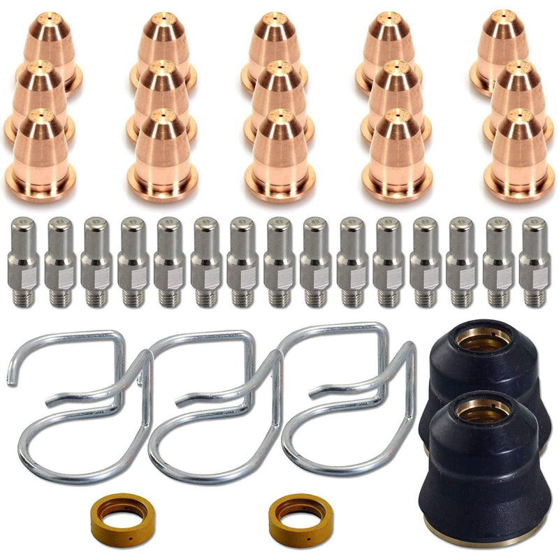 37 pcs Plasma Cutter Torch S45 Accessory Kit PR0010 Electrodes PD0116-08 Nozzle Tips Spacer Guide Retaining Cap Gas Diffuser CV0010 Consumables for S45 Torch 37PCS