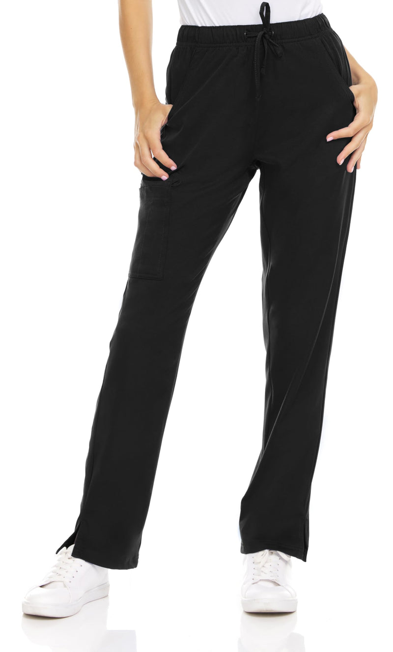 [Australia - AusPower] - Mini Marilyn Scrubs 4-Way Stretch Straight Leg Six Pocket Pants with Cargo Pockets Medium Black 