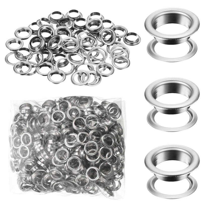 [Australia - AusPower] - 500 Pieces Grommet and 500 Pieces Washer Grommet Kit Finish Grommet Eyelet for Clothes Fabric Leather Tag Bag (3/8 Inch) Silver 3/8 Inch 