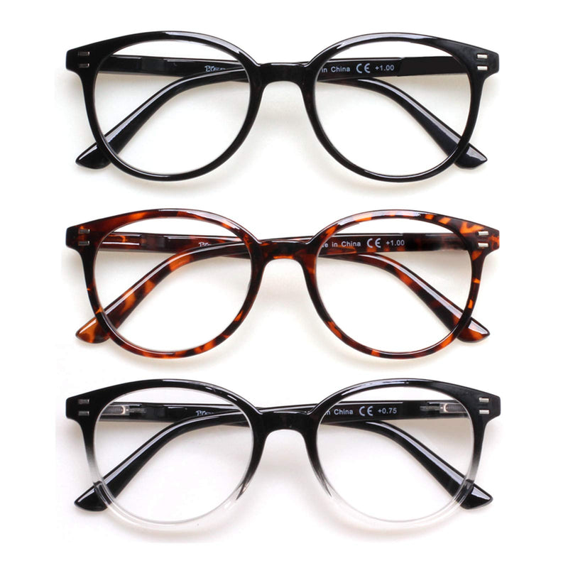 [Australia - AusPower] - 3 Pack Reading Glasses Spring Hinge Stylish Readers Black/Tortoise for Men and Women 3 Mix 2.5 x 