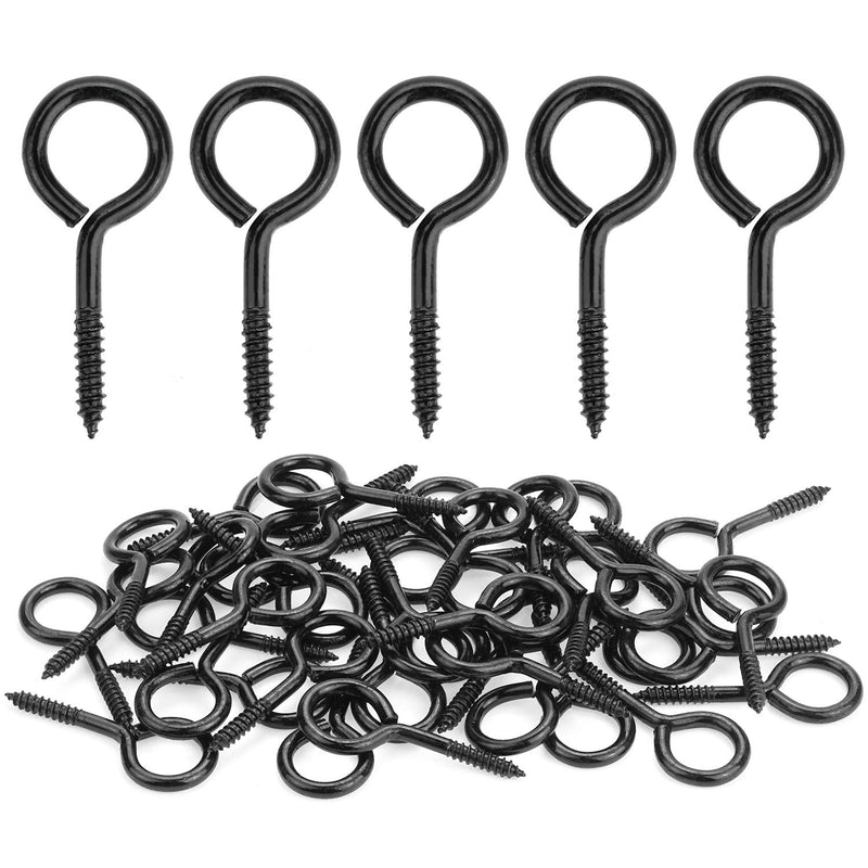 40 Pieces 2 inch Screw Eyes, Black Zinc Plated Steel Screw Eyes, Self Tapping Screw Hooks, Metal Eye Hooks, Eyelet Screws 2 Inch (40 Pieces)