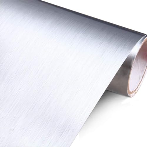 YENHOME Large Size 118x30 inch Brushed Silver Stainless Steel Contact Paper Removable Peel and Stick Wallpaper for Refrigerator Dishwasher Appliances Waterproof Stick on Backsplash Kitchen Wallpaper 30" x 118"