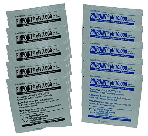 PINPOINT High-Precision pH Calibration Fluids Kit, 10-piece pH buffer solution set with pH 7.000 and 10.000 fluids