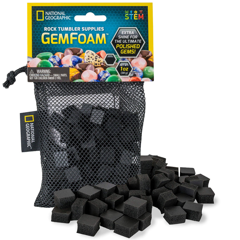 [Australia - AusPower] - NATIONAL GEOGRAPHIC Rock Tumbling Media – GemFoam Reusable Rock Polisher Foam, Use After Rock Tumbling Grit Cycles, Adds Shine to Tumbled Rocks and Minerals, Rock Tumbling Supplies New Polishing Foam 