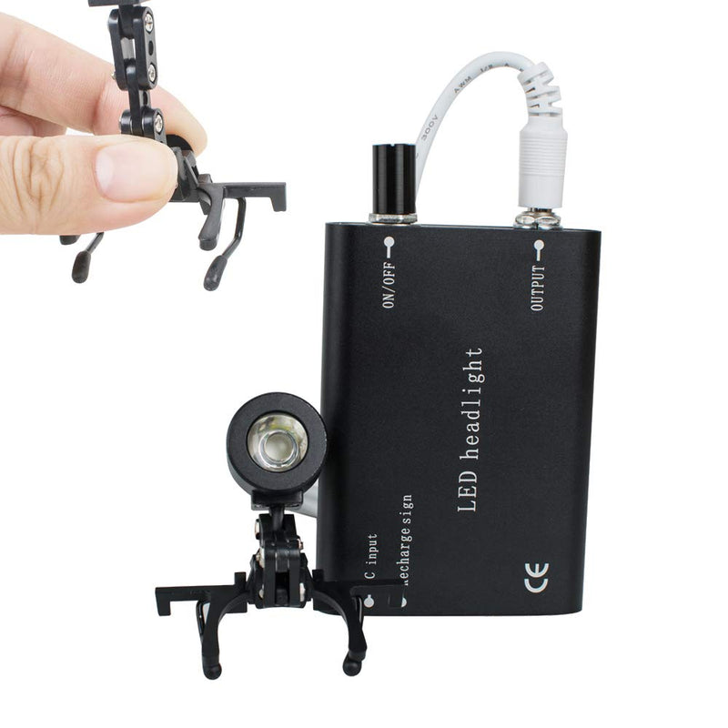 [Australia - AusPower] - Fencia LED Dental Headlight, Portable Surgical Medical Head Light Lamp, Rechargeable High Brightness LED Headlamp with Universal Clips on Loupes/Glasses - US Shipping 