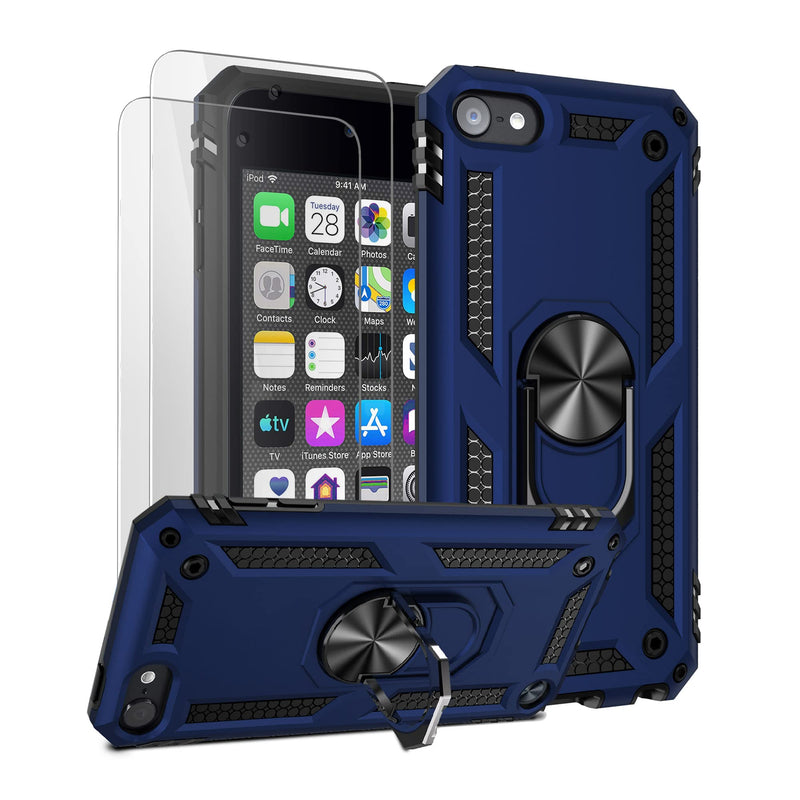 [Australia - AusPower] - ULAK Compatible with iPod Touch 7 Case/iPod Touch 6 Case with 2 HD Screen Protectors, Hybrid Rugged Shockproof Cover with Built-in Kickstand for iPod Touch 7th/6th/5th Generation (Blue) Blue 