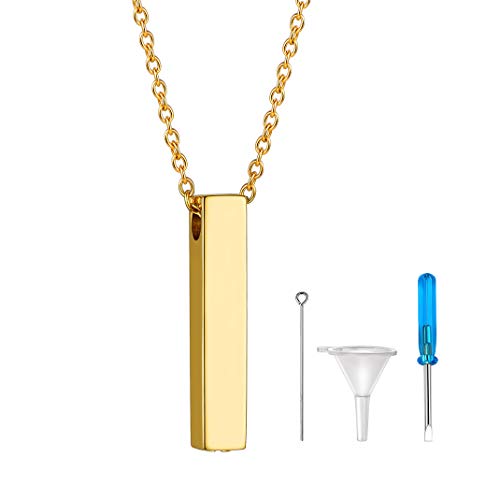 GOLDCHIC JEWELRY Urn Necklaces for Ashes, Stainless Steel Pet/Cross/Birthstone/Tree of Life Personalized Keepsake Memorial Jewelry for Women Cube - 18k Gold Plated No Engraving