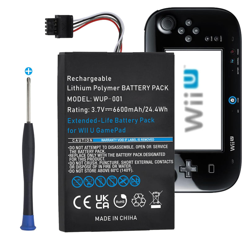 [Australia - AusPower] - Pickle Power 6600mAh Wii U Gamepad Battery, Rechargeable Wii U Battery Replacement for Nintendo Wii U Gamepad WUP-010 WUP-012 