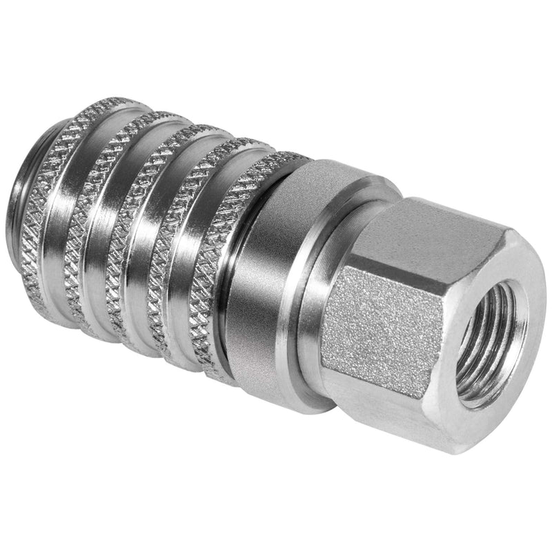 [Australia - AusPower] - PD242 Series PD Steel Test Port and Diagnostic Equipment Quick Coupler with Female Pipe Thread, 1/8" Body Size, 1/4"-18 NPTF Thread Size, 2.12" Length 