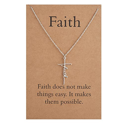 Lcherry Faith Cross Pendant Necklace for Women Religious Christian Jewelry Birthday Christmas Gifts for Women 1-Faith