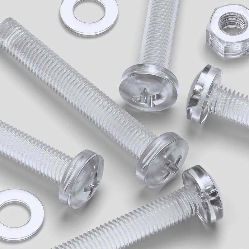 [Australia - AusPower] - 20 x Transparent Clear Plastic Acrylic M8 x 60mm Nuts & Bolts -Acrylic Plastic Screws, (15/64 x 2-23/64 in) 