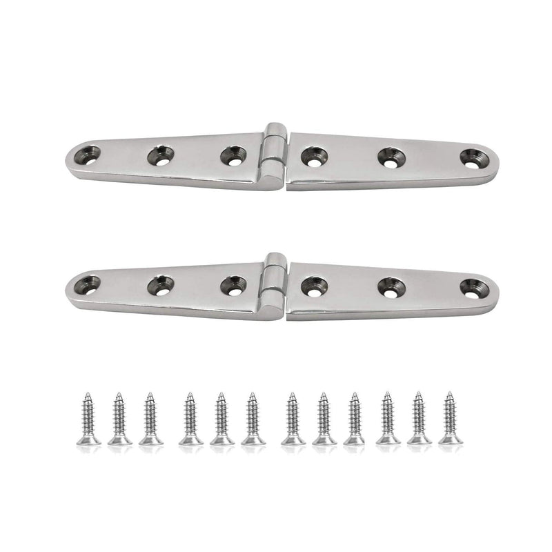 SHENGHUISS Boat Door Hinge Strap Marine Hatch Hinge Stainless Steel 316 6 Holes Casting Hinge w/Fasteners for Boat, RVs 6 inch x 1 inch 2 Pack 6 inch 2 pack