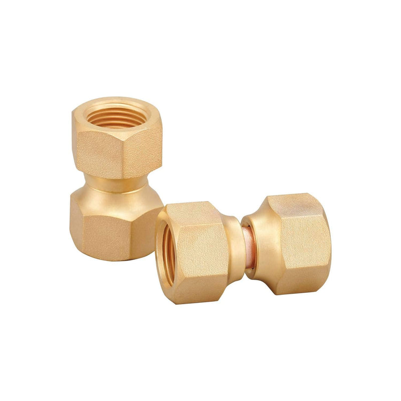 [Australia - AusPower] - 2 PCS Brass 3/8" Female Flare by 3/8" Female Flare Swivel Brass Adapter,Female Swivel Nut,Flare Tube Fitting,Valve Connector 2 PCS 3/8"x3/8" 