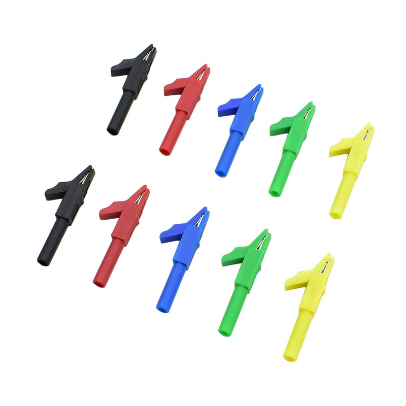 [Australia - AusPower] - 10Pcs 300V 15A Safety Insulated Multimeter Test Alligator Clips Electrical Tools with 4mm Banana Jack Socket Adapter 
