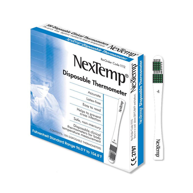 [Australia - AusPower] - Single-Use Thermometers - Individually Wrapped Disposable First Aid Supplies, High-Accuracy For Work, School, Home, Travel, and Healthcare Use, Fahrenheit, 100-Pack, by Medical Indicators Inc. 