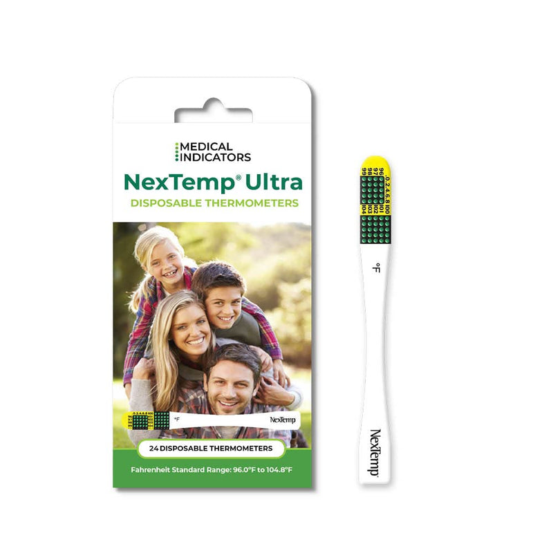 [Australia - AusPower] - Ultra Single-Use Thermometers - Individually Wrapped Disposable First Aid Supplies with High-Accuracy Readings, for Work, Home, and Travel, Fahrenheit, 24-Pack, by Medical Indicators Inc. 24 pack (Fahrenheit) 