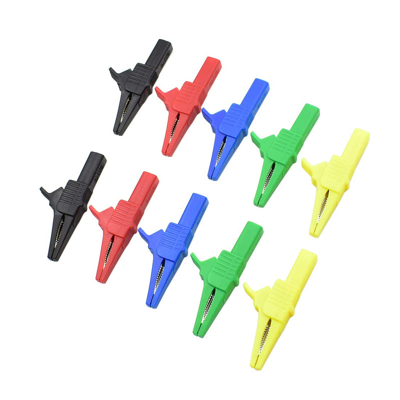 [Australia - AusPower] - 5 Colors 10Pcs 1000V 32A Heavy Duty Full Insulated Automotive Car Battery Alligator Clips Electrical Test Clips with 4mm Banana Jack Socket Terminals for Multimeter Test Leads 