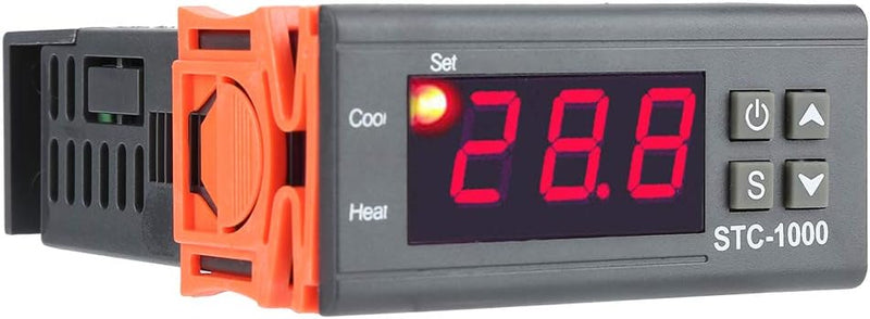 [Australia - AusPower] - STC-1000 Digital Temperature Controller Digital LED Display DC 110V-220V 10A Celsius Heating Cooling Centigrade Thermostat Sensor 2 Relay Output with NTC 10K Thermistor Sensors Temperature Probe 