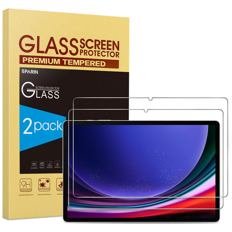 [Australia - AusPower] - SPARIN Screen Protector for Samsung Galaxy Tab S9 Plus/S9 FE Plus/S7 FE 5G/S8 Plus 12.4'', 2 Pack HD Tempered Glass for galaxy Tablet S9 Plus/S9 FE Plus/S7 FE 12.4 inch 