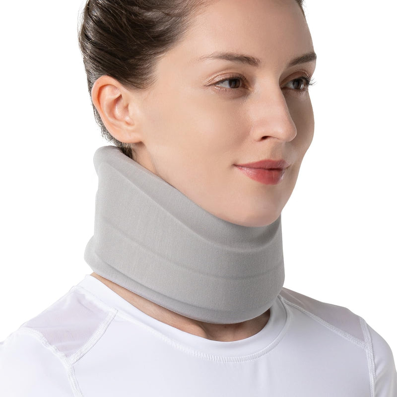[Australia - AusPower] - Velpeau Neck Brace for Neck Pain and Strong Support, Soft Cervical Collar for Sleeping Upright, Snoozing - Stabilizes & Relieves Pressure in Spine for Women & Men (Grey, M: 13.5-16.5" / 3" Depth) 3 Inch (Pack of 1) 