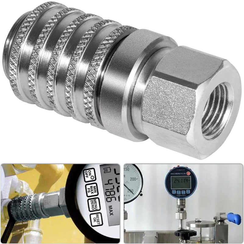 [Australia - AusPower] - PD242 Series PD Steel Hydraulic Test Port and Diagnostic Equipment Quick Connect Coupler with Female Pipe Thread, 1/8" Body Size, 1/4" - 18 NPTF Thread Size, 2.12" Length 