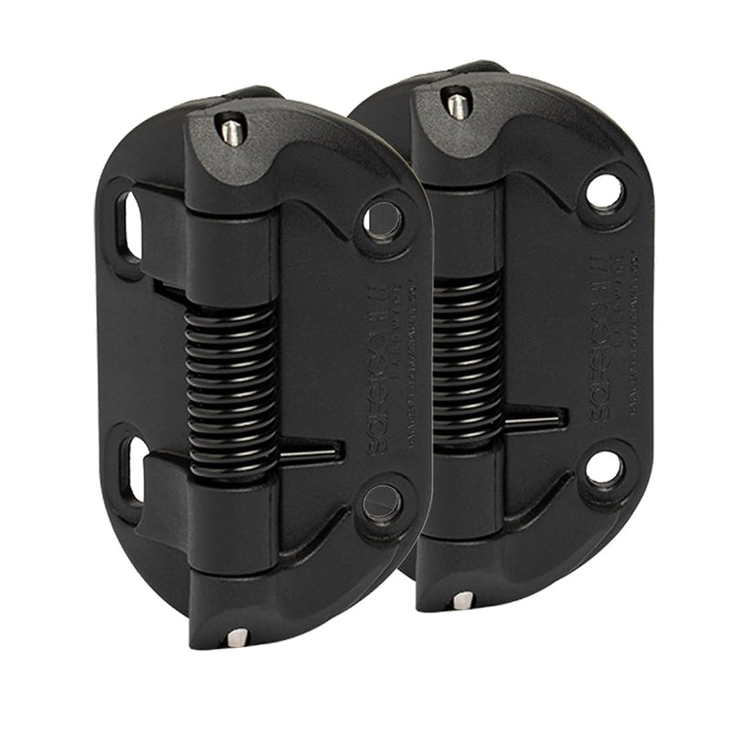 Safetech Hardware Self Closing Gate Hinges, Fixed Tension Pool & Outdoor Hinges Regular Duty Spring Gate Hinges for Any Square Post Metal, Wood & Aluminum Fencing Gates up to 33lbs (SHF-90L Black) Self Close