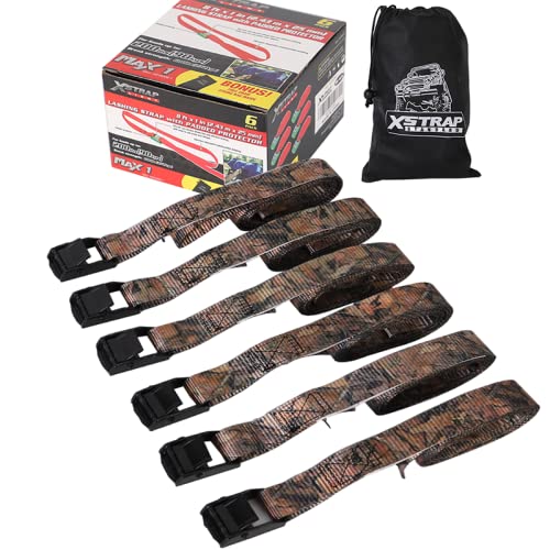 [Australia - AusPower] - XSTRAP STANDARD Cam Buckle Straps 6PK 8FT Powersports Tie-Downs 1-Inch Camouflage Lashing Straps with Carrying Bag, Ideal for Securing Cargo, Luggage Camouflage2 
