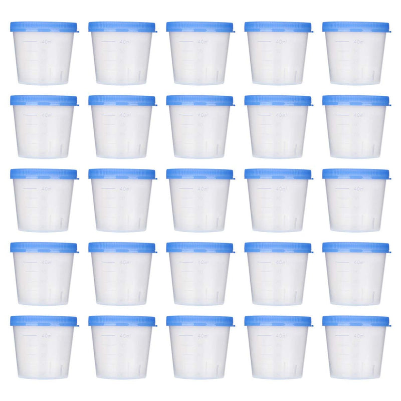 [Australia - AusPower] - Sterile Cups Urine Cup 50pcs 40ml Plastic Sample Cups Specimen Collection Cups with Lids Urine Container Specimen Containers Urine Testing Accessories (Random Color) 