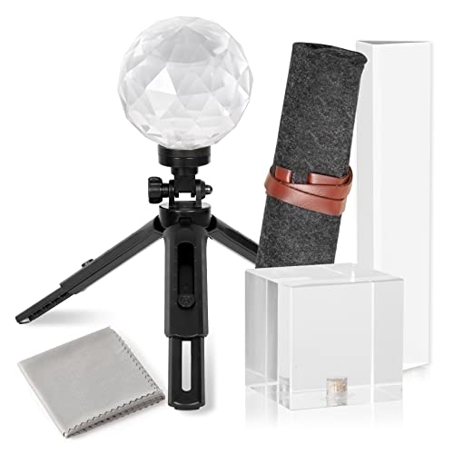 Meking 3pcs Photography Prism Set with Mini Tripod, Optical Crystal Prism Transparent style