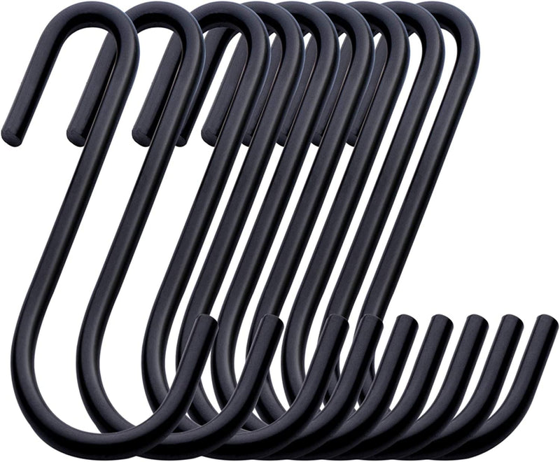 [Australia - AusPower] - 10 Pack Black S Hooks for Hanging Plants, Metal Hooks for Hanging, Small S Hooks for Hanging Heavy Duty, Durable S Shaped Kitchen Hooks for Kitchenware, Pots, Utensils, Clothes, Bags, Towels & Plants 10 Pack 