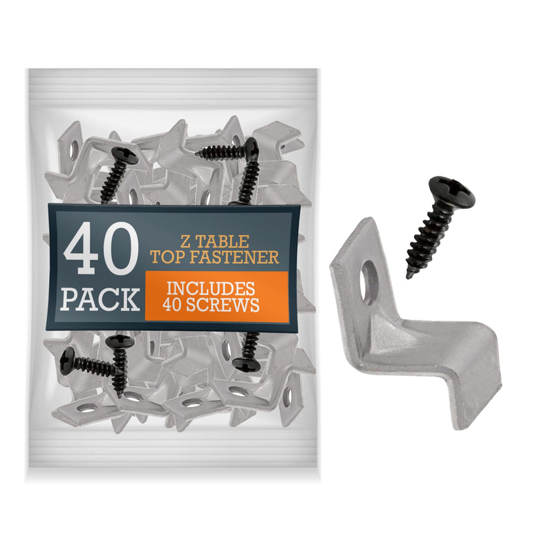 [Australia - AusPower] - Performore 40 Pack Z Table Top Fasteners with Screws, Heavy Duty Z Table Top Fasteners Solid Steel with Black Screws 