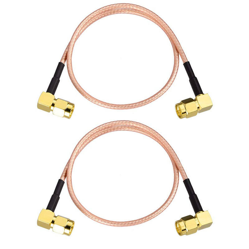 Superbat 2-Pack SMA Cable Extension, SMA Male to SMA Male Right Angle Connector Cable RG316 Coax Jumper, 12" for Antenna Router Wifi Cable Network Analyzer etc. 12inch 2-pack