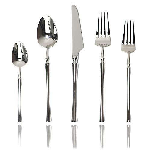 JASHII 20-piece 18/10 Stainless Steel Silver Flatware/Cutlery/Tableware Set Service for 4 Person, Include Knife/Fork/Spoon, Mirror Polished (Silver) service 4