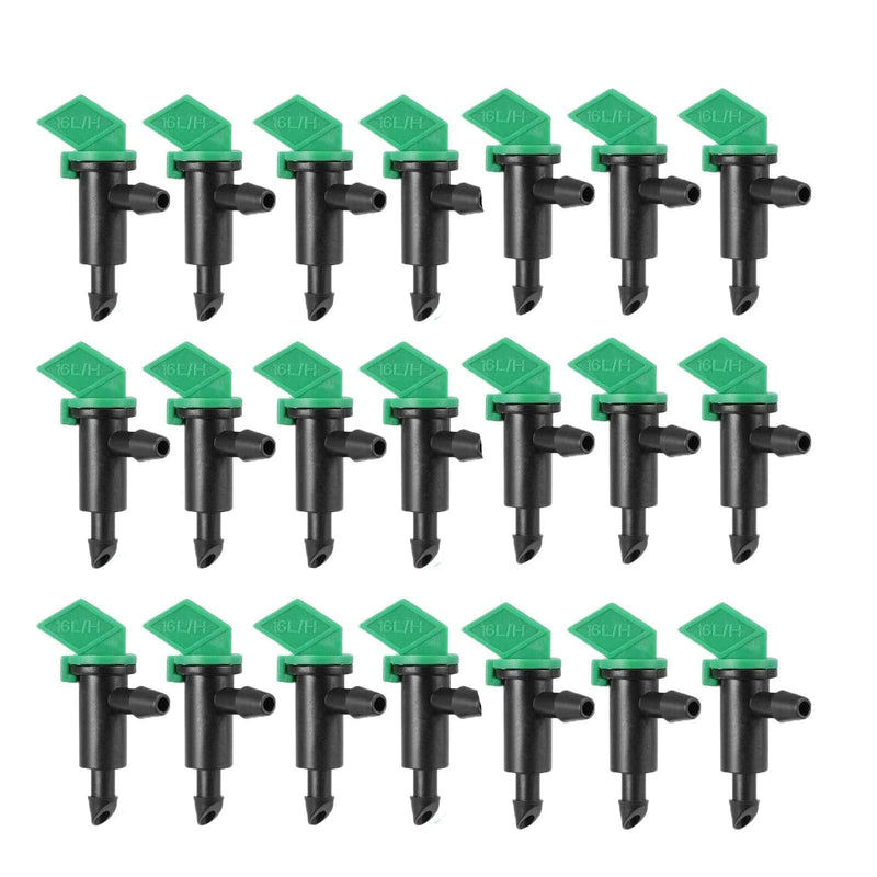 [Australia - AusPower] - Lxcom Lighting 100 Pack 4 GPH Flag Drip Emitter Drip Emitters 16L/H Emitter Sprinkler Drippers System Parts Connect 4mm/7mm Hose for Lawn Vegetables Garden (Green) 