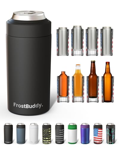 Frost Buddy Universal Can Cooler, Insulated Holder for 12-16 oz Cans MatteBlack