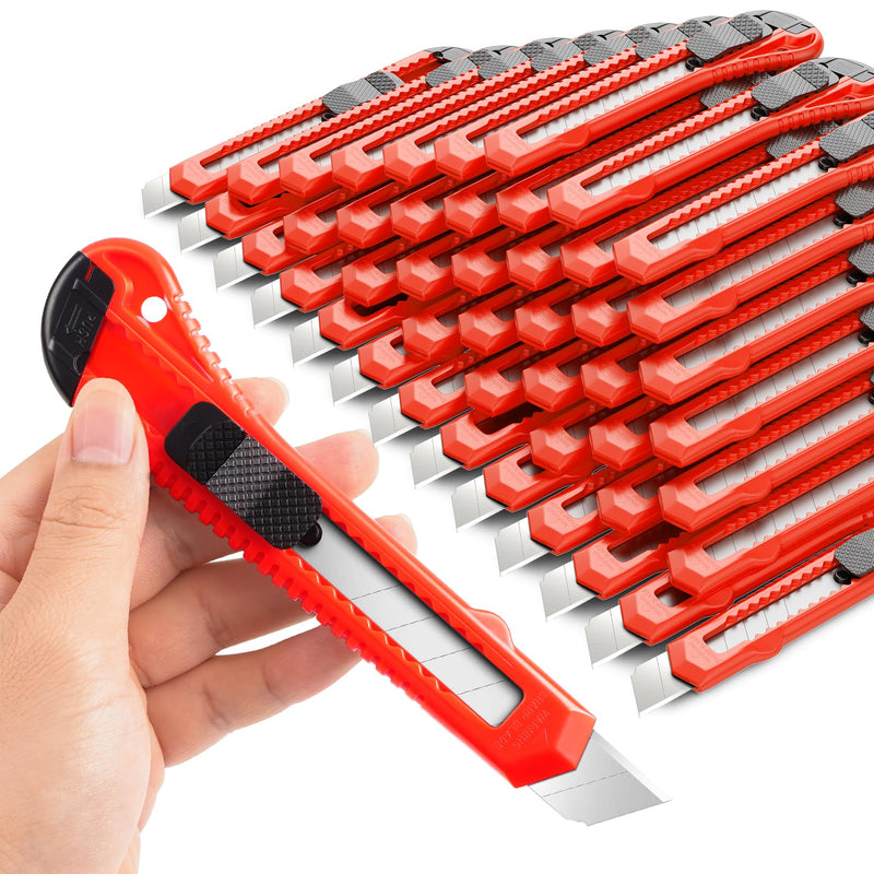 [Australia - AusPower] - DIYSELF 30 Pack Box Cutter Retractable, 18mm Box Knife, Utility Knife Retractable with Snap Off Blade, Boxes Cutter Knives for Cardboard, Art, Craft Red 
