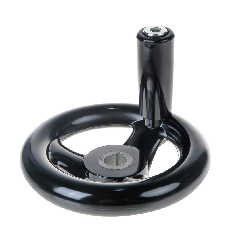[Australia - AusPower] - YXQ 3.94'' Hand Wheel Black w Revolving Handle 3 Spoked 12mm Hole Adjustment Round Handwheel for Milling Machine 100mm Dia. 