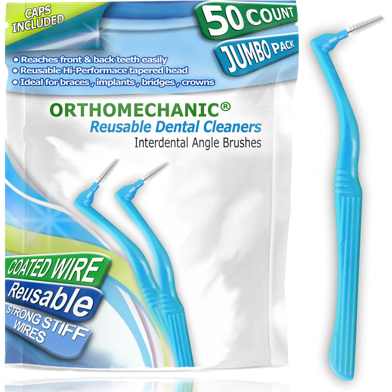 [Australia - AusPower] - Interdental Brush Angle Cleaners - Jumbo Pack (50 Brushes) (Standard) - Remove Plaque - Toothpick … … … 1 Count (Pack of 50) Standard - Blue 