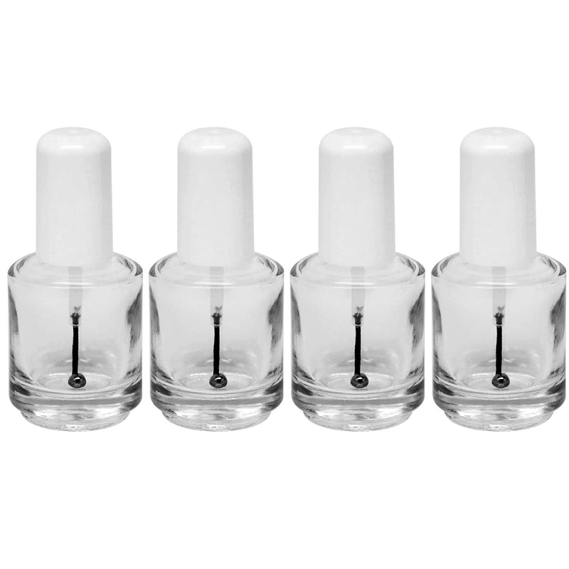 [Australia - AusPower] - Karlash Premium Empty Polish Bottle Clear + Brush + Mixing ball + White Cap 0.5 Oz - 4 Pieces 
