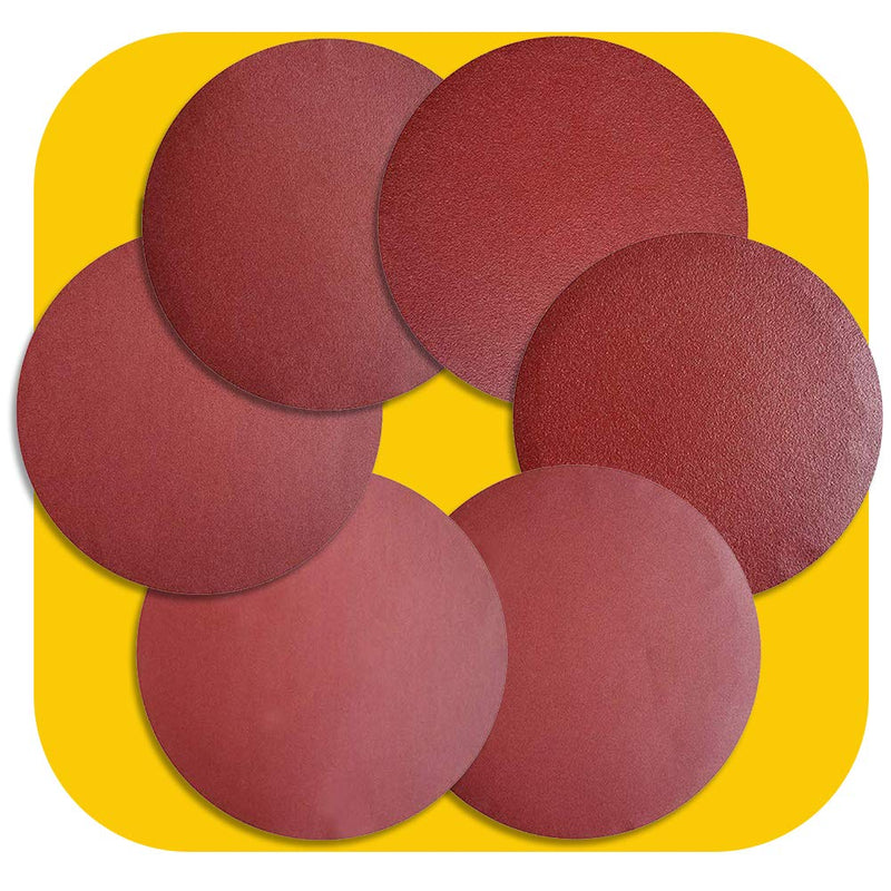 [Australia - AusPower] - 60 PCS 6 Inch NO-Hole PSA Aluminum Oxide Sanding Disc, Self Stick(10 Each of 60 100 150 180 240 400 Grit) 