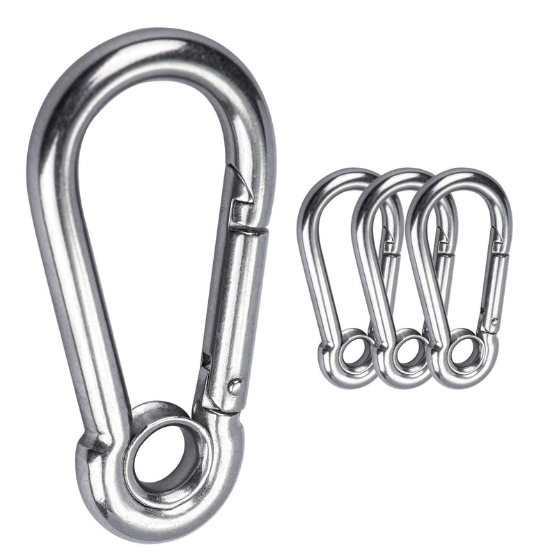 [Australia - AusPower] - 4pcs 5/16'' Stainless Steel Snap Hook M8 Carabiner Clip with Eyelet, 400lb Load, 3 Inch Length 5/16'' 