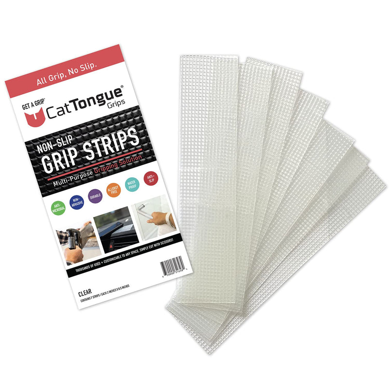 [Australia - AusPower] - Non-Abrasive Grip Tape Strips by CatTongue - Heavy Duty Waterproof Non Slip Strips for Indoor & Outdoor Use - Thousands of Grippy Uses: Furniture, Bathtubs, Frames, Gaming and More! (Clear) 1-Pack Clear 