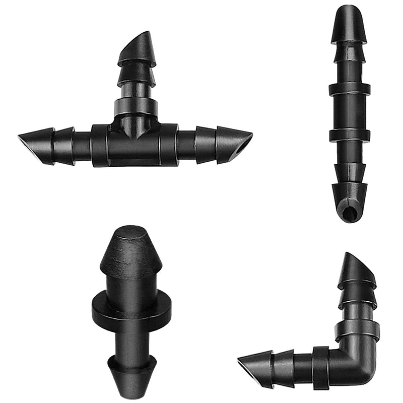 [Australia - AusPower] - 1/4 Inch Drip Irrigation Fittings Kit, 130 Pieces Drip Irrigation Parts for 1/4" Irrigation Tubing for Garden Lawn, Drip Line Barbed Connectors - 60 Couplings, 40 Tees, 20 Elbows, 10 End Plugs 4/7mm Drip Fittings Set-130P 