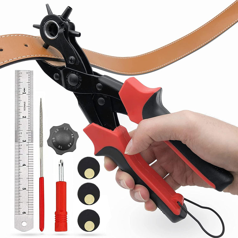[Australia - AusPower] - Leather Hole Punch,Belt Hole Puncher for Leather, Revolving Punch Plier Kit,Leather Punch Plier for Leather, Belts, Watches, Handbags, Leather Punch Tool for Belts Diameter : 4.5/4 /3.5/3/2.5/2mm. 17oz 