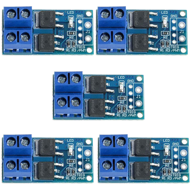 5PCS DC 5V-36V 15A(Max 30A) 400W Dual High-Power MOS Transistor Driving Controller Module FET Trigger Switch Drive Board 0-20KHz PWM Electronic Switch Control Board DC Motor Speed Controller 5 Pack